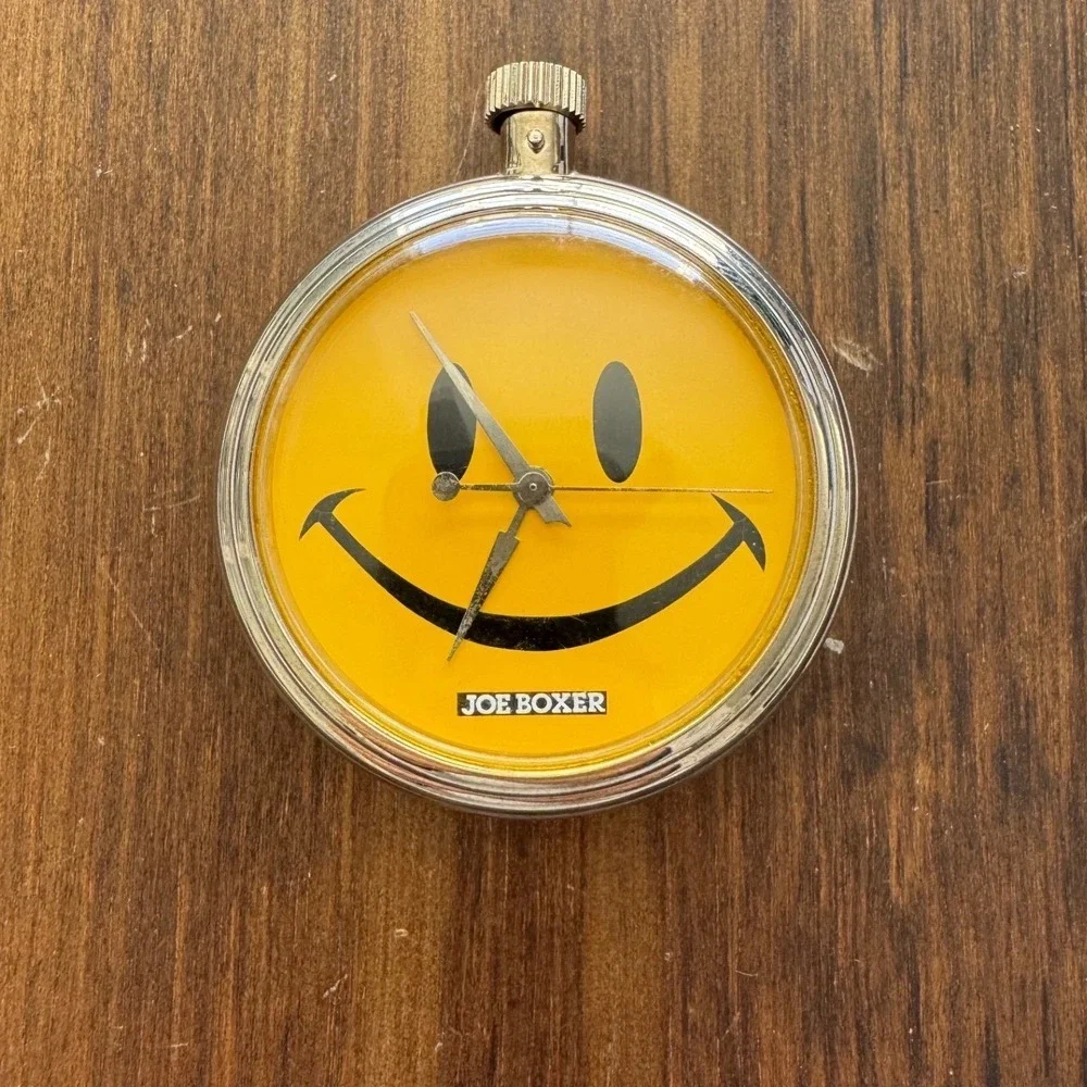 Vintage Joe Boxer Timex Smiley Face Quartz Pocket Watch NO CLIP 90s Y2K
